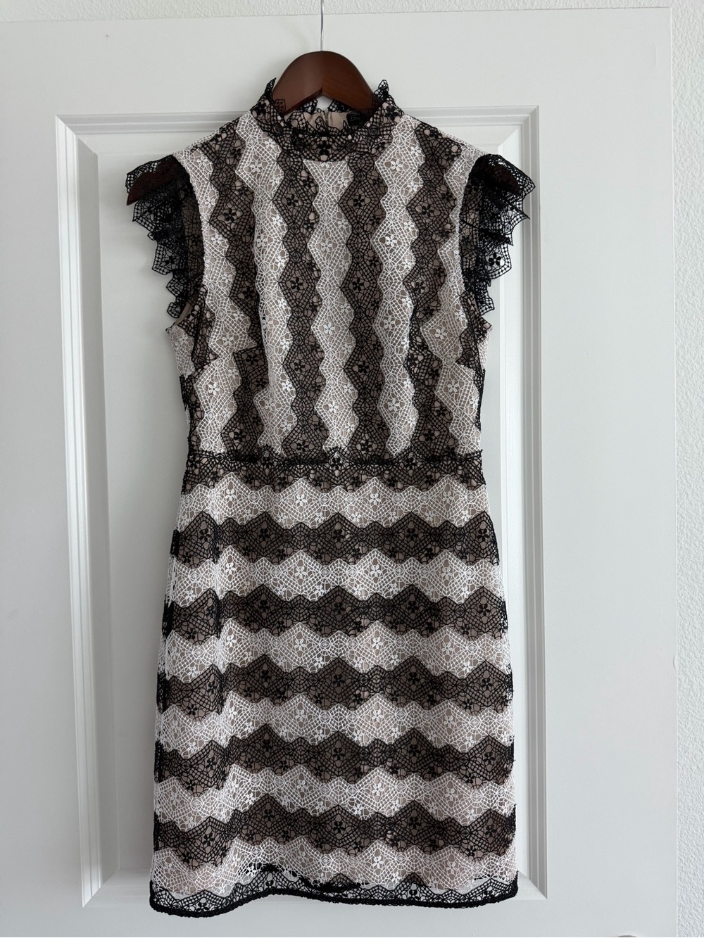 Karen Millen Black and White Lace Mini Dress